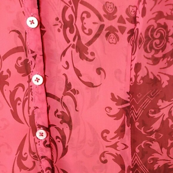 Cabi Women's Sheer Floral Maroon Blouse. Small - Picture 3 of 6